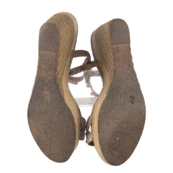 Lanvin Authentic beige brown ankle strap wedge Heels Espadrilles Sandals 9 - Picture 6 of 10